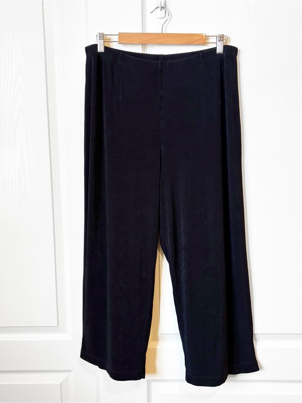 Chico's Travelers Liquid Knit Wide Leg Black Pants Women's Large Stretch Waist